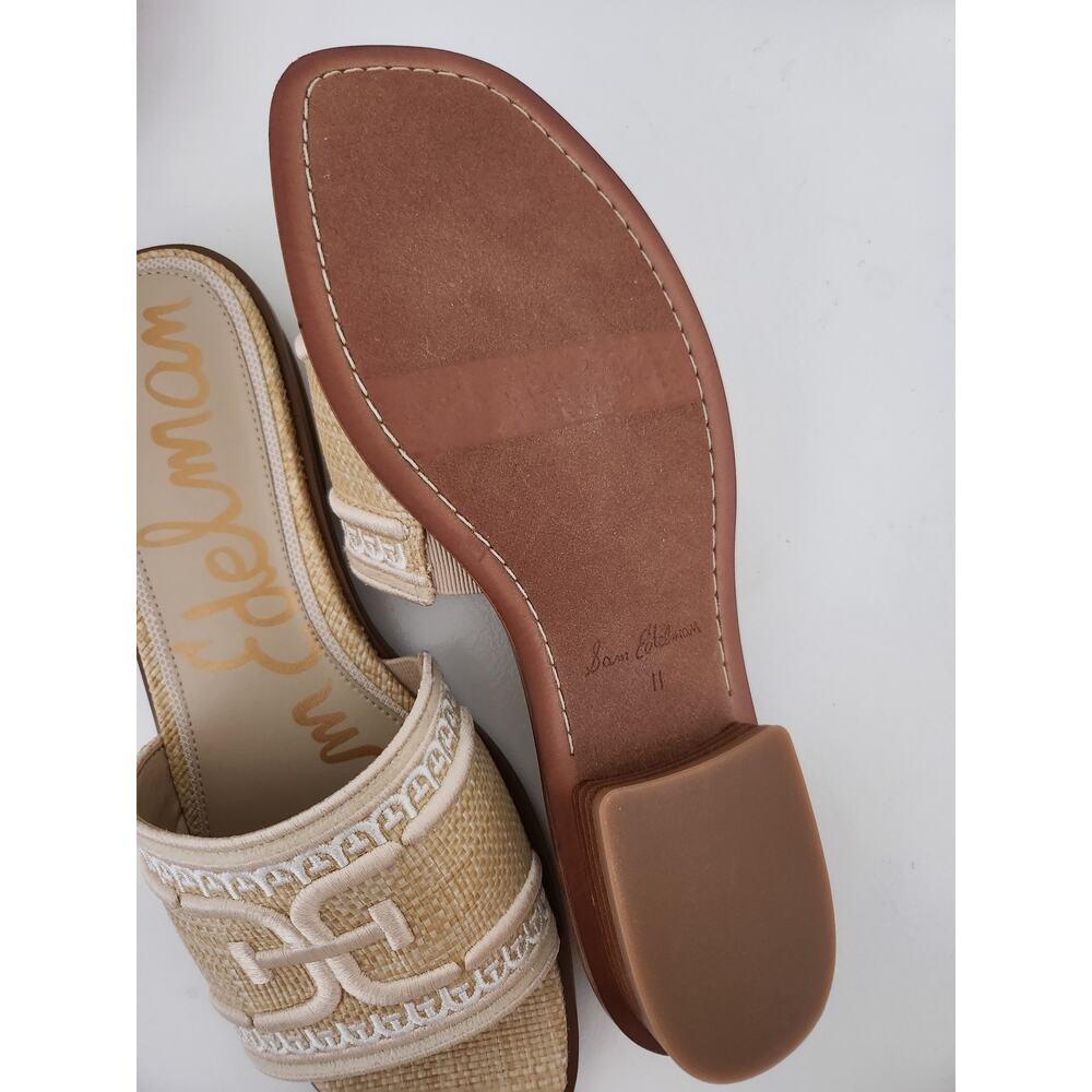 Sam Edelman Beige Woven Slide Sandals with White Trim - Picture 5 of 7